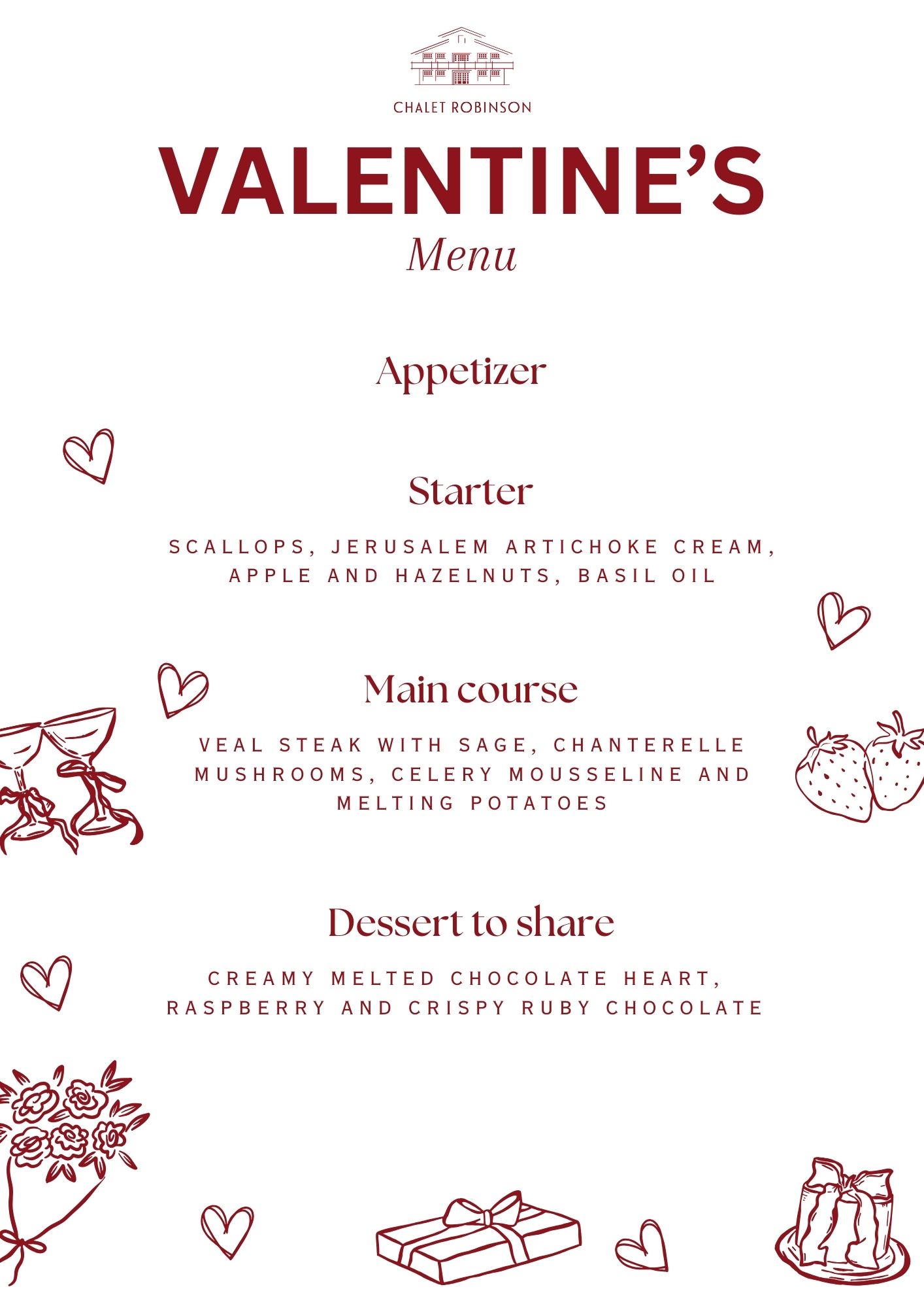 Chalet Robinson Valentines Menu 2026