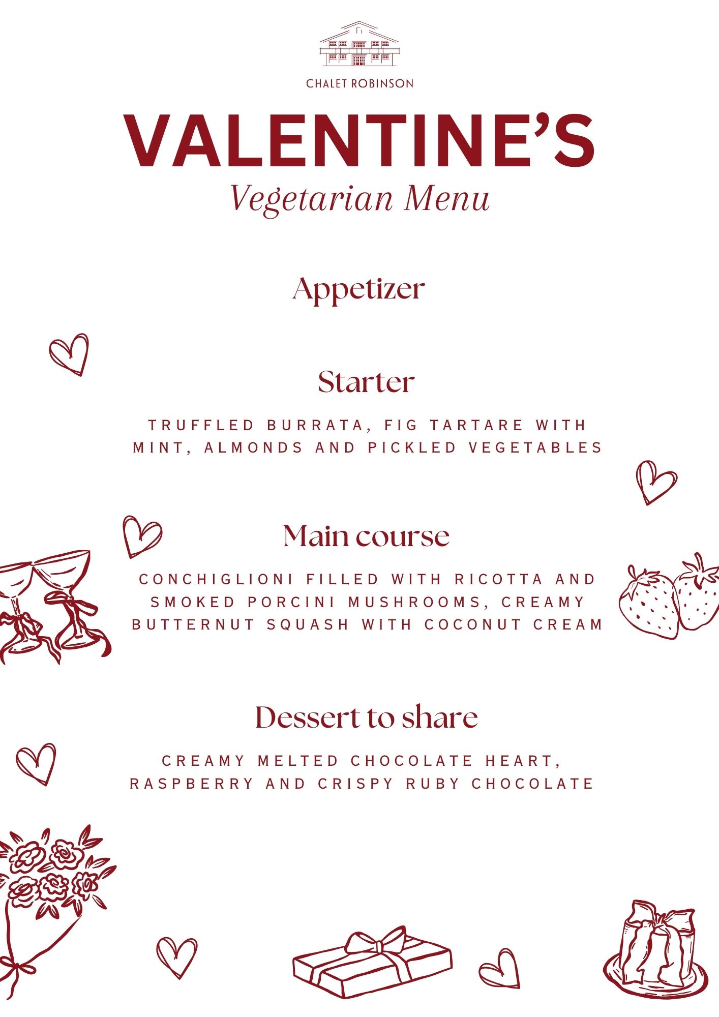 Chalet Robinson Valentines Menu 2026